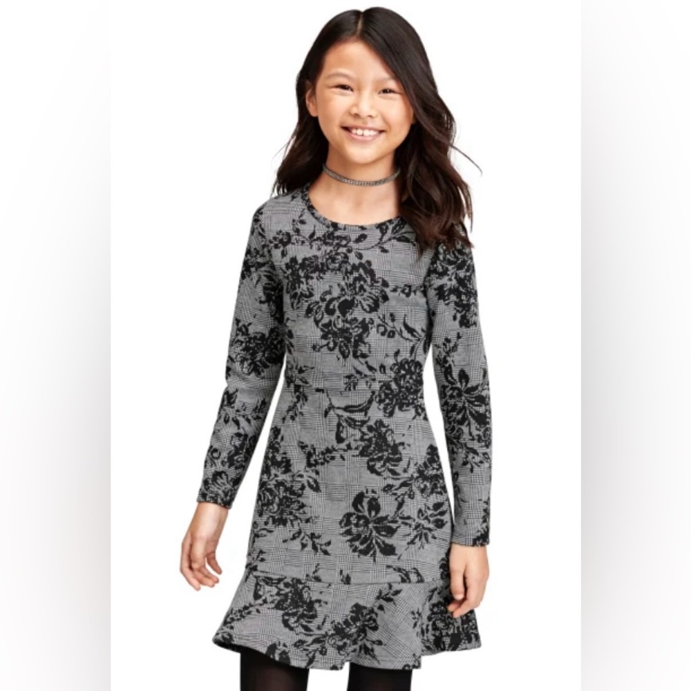 Children’s Place NWT Girls Floral Ruffle Dress - Black. Size XL.